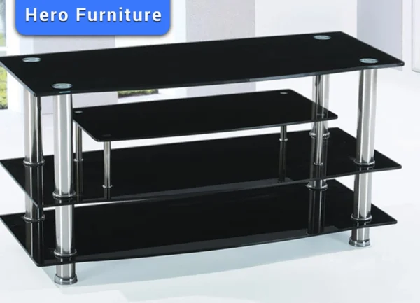 Black glass TV stand