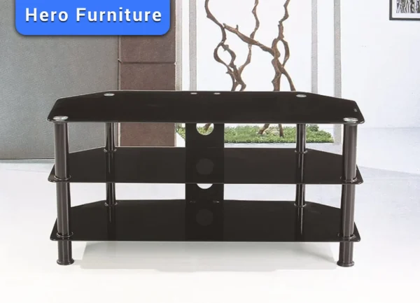Black glass TV stand